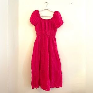 Anthropologie Hot Pink Midi Dress